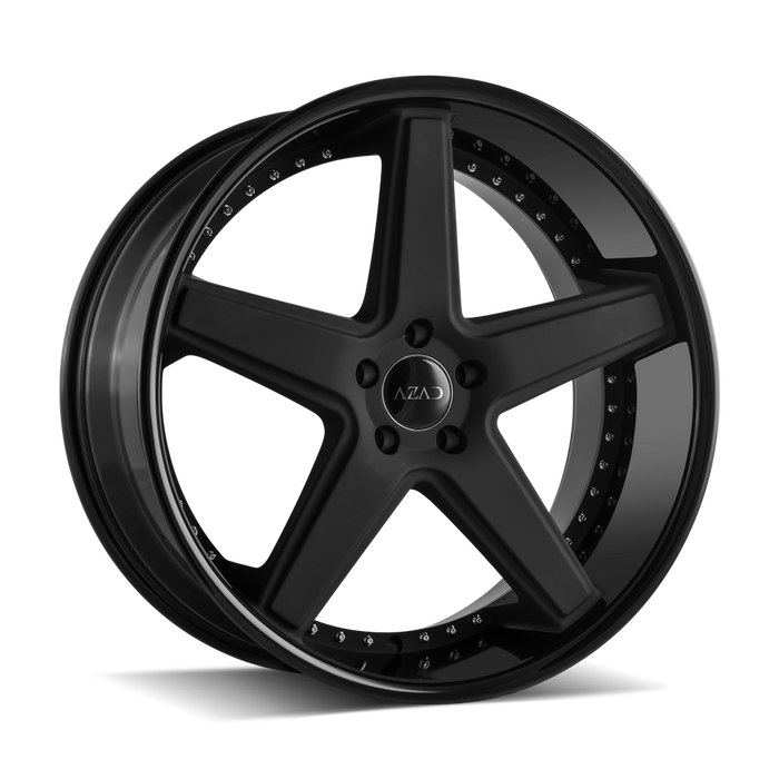Azad-AZ008-Matte-Black-w/Gloss-Black-Lip-Black-20x8.5-73.1-wheels-rims-fälgar