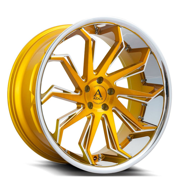 Azad-AZ1101-Brushed-Gold-w/-Chrome-Lip-Gold-22x9-73.1-wheels-rims-fälgar