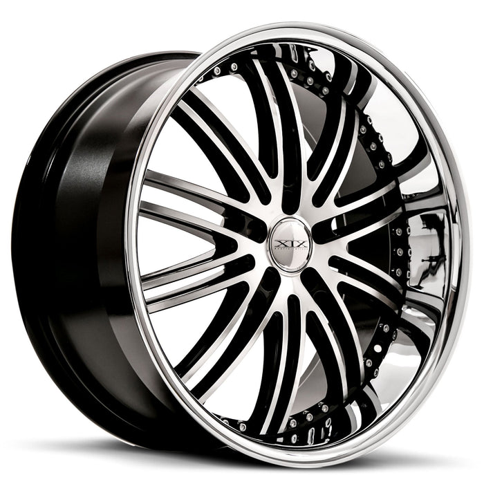 XIX-X23-Gloss-Black-Machined-with-Stainless-Steel-Lip-Black-22x9-66.56-wheels-rims-felger-Felgkongen